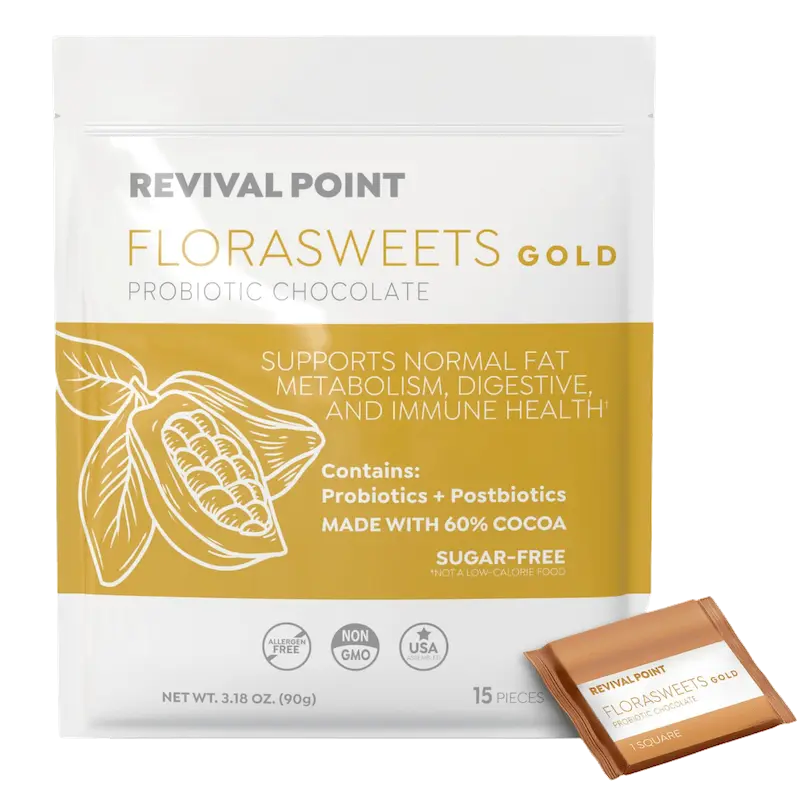 FloraSweets Gold probiotic mini chocolate bars